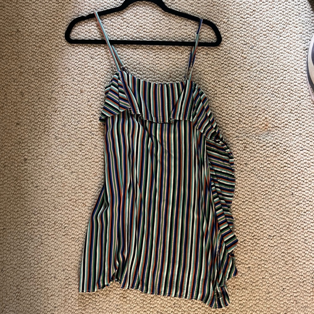 Bindi striped ruffle mini dress